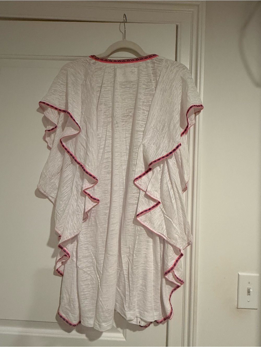 Pitusa White V-Neck Coverup with Pink Trim - Picture 2 of 6